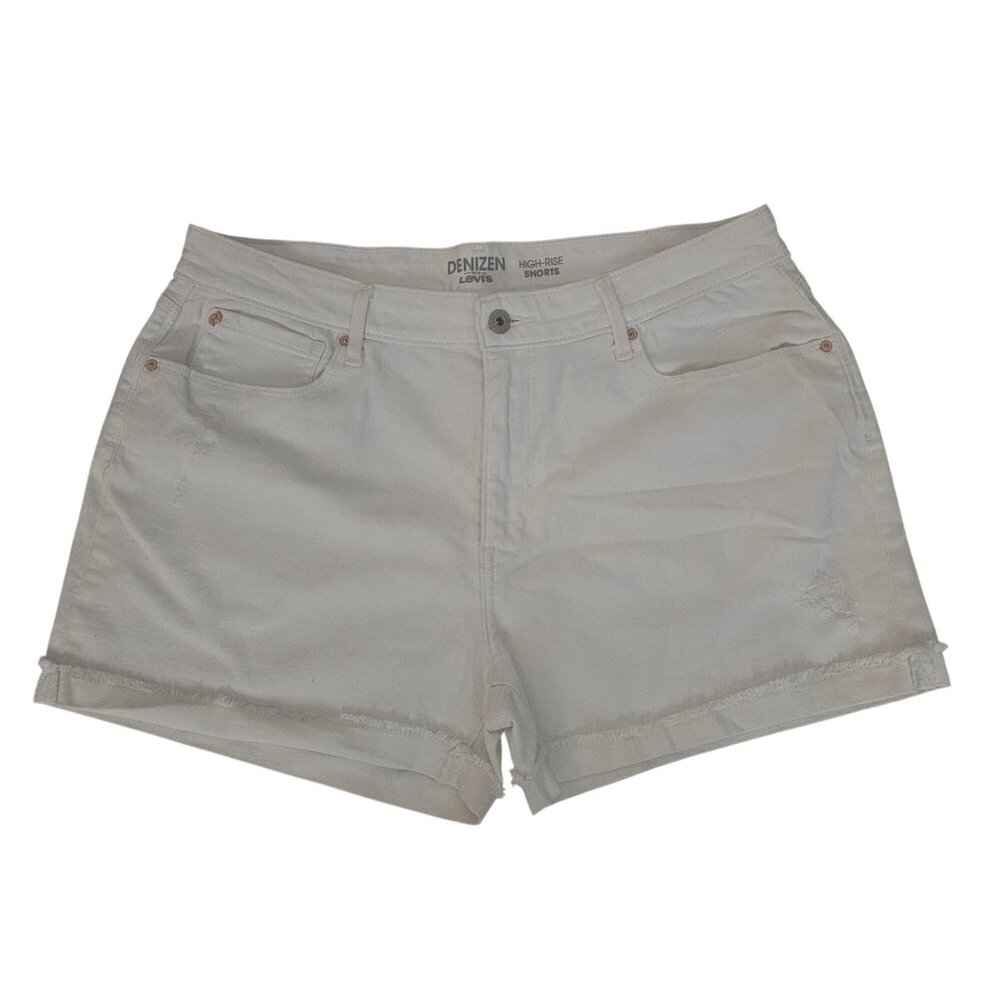 DENIZEN From Levi's High Rise Denim Shorts White Women's Size 16 W33 - Picture 2 of 11